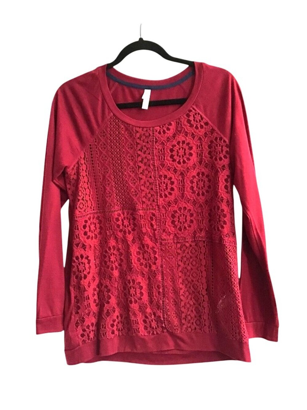 Xhilaration Womens Red Lace Long Sleeve Top M